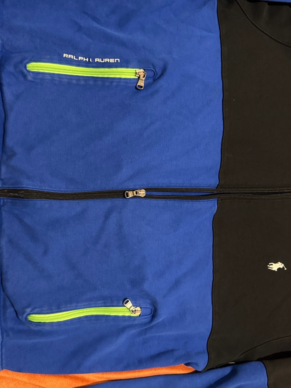 Polo by Ralph Lauren Black and Royal Blue Colorblock Track Jacket - Picture 4 of 6